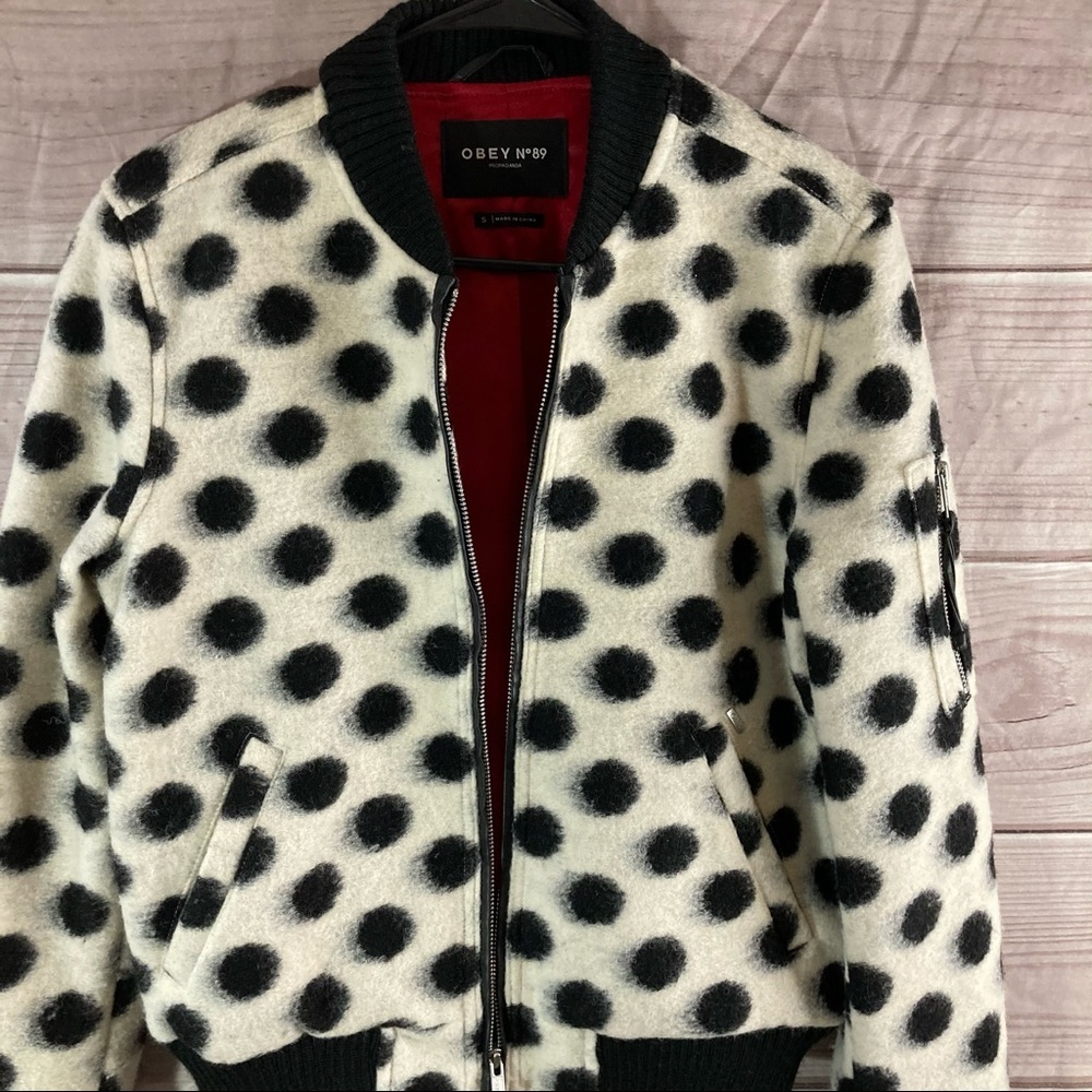 Obey La Ruine Wool Polka Dot Bomber Jacket - Picture 5 of 16
